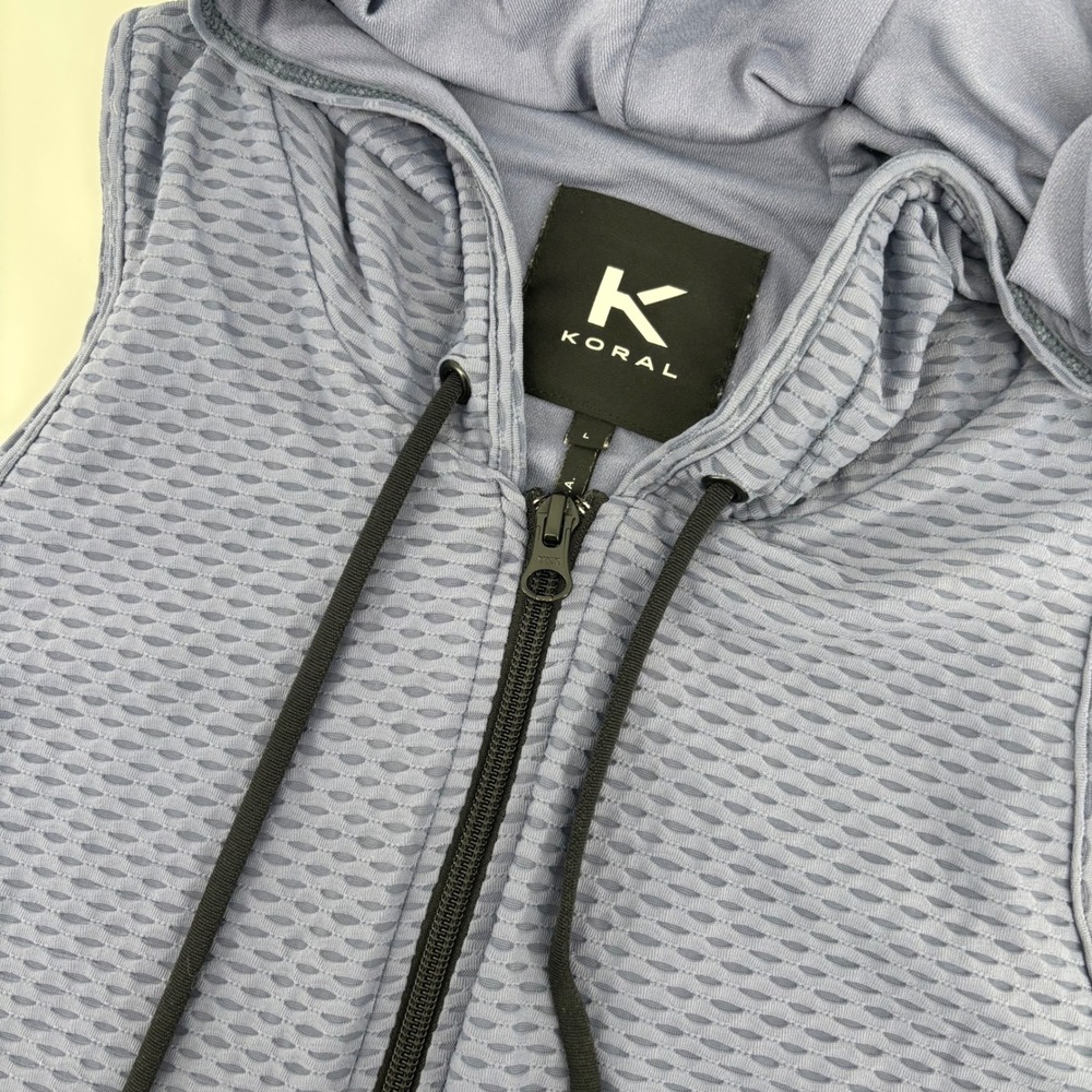 Koral Polar Net Vest Women Large Blue Shadow Zip Up‎ Hooded Mesh A4041K06